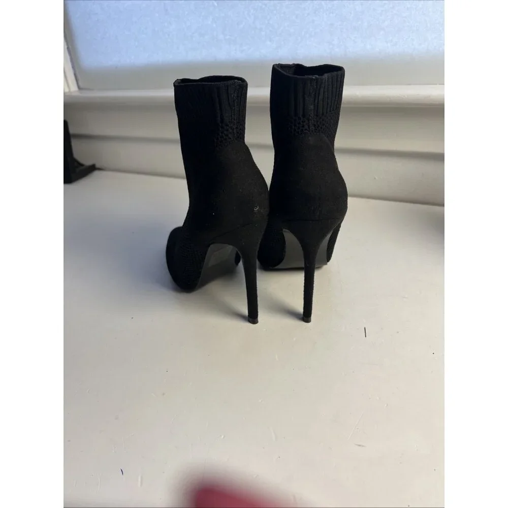 TINSTREE Set Of 2 Pointed Toe Heel Ankle Booties Stiletto Boots Black Green SZ 5 - Picture 12 of 16